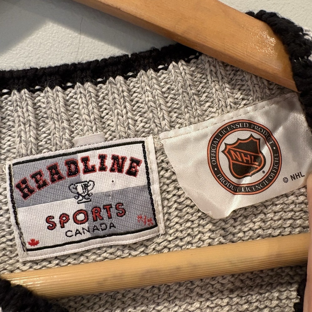 Vtg 90s Headline Sports Washington Capitals Screaming Eagle Heavy Knit Sweater - Picture 2 of 11